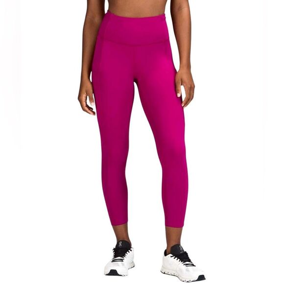 Lululemon Fast and Free High Rise Crop Leggings Nulux 23” Wild Berry Pink Size 4 - Picture 1 of 10